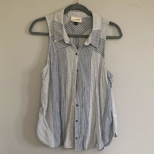 striped button down tank top